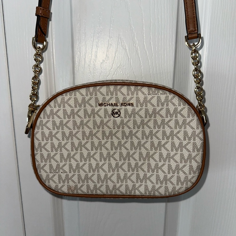 Michael Kors Beige and Tan Crossbody Bag